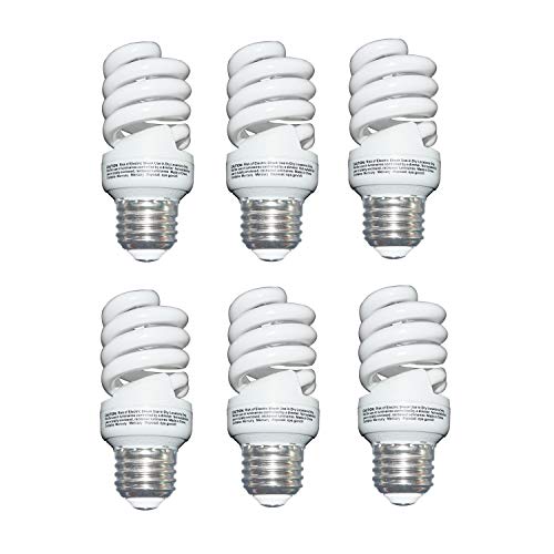 13 Watt Compact Fluorescent Light(60 Watt Equivalent) Soft White 2700K,Spiral Medium Base CFL Light Bulbs (6 Pack)