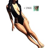 Sexy Women's Plunging V Neck Halter Backless Swimsuit Bathing Suit