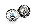 CRAFTMEMORE 2pcs 3/4 Inch Flower Coin Conchos Turquoise Dot Silver Plated Metal Decorative Navajo Screw Back Button CHS01