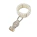 BABEYOND The Great Gatsby Inspired Bridal Flapper Flower Pattern Imitation Pearl Bracelet Ring Set (Gold)