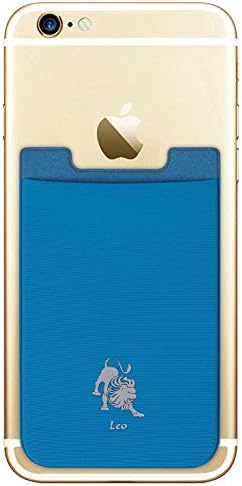 Zodiac Extra Tall Stick on Wallet,Cellphone Credit Card Holder 3M Adhesive Stick on Wallet Lycra Cell Phone Cash Pouch (Leo)