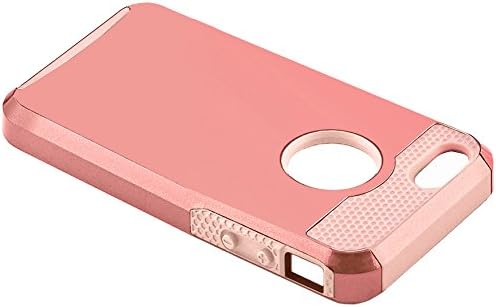 iPhone SE 5 5s Case, Limecase [NGS Series] Slim Shockproof Case fit for iPhone 5 5s SE Hard Rugged Ultra Protective Back Rubber Cover with Dual Layer Sturdy Impact Protection (Gold+Rose - Pink)