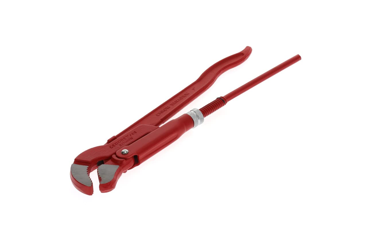 GEDORE red 45° Angled elbow pipe wrench, Clamping width 40 mm/1", S-jaw, Solidly built, Offset teeth, R27140010