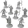 Monster Protectors 8 Unpainted Fantasy Human Mini Figures- All Unique Designs- 1" Hex-Sized Compatible with DND Dungeons and Dragons & Pathfinder and All RPG Tabletop Games, Detailed Creatures