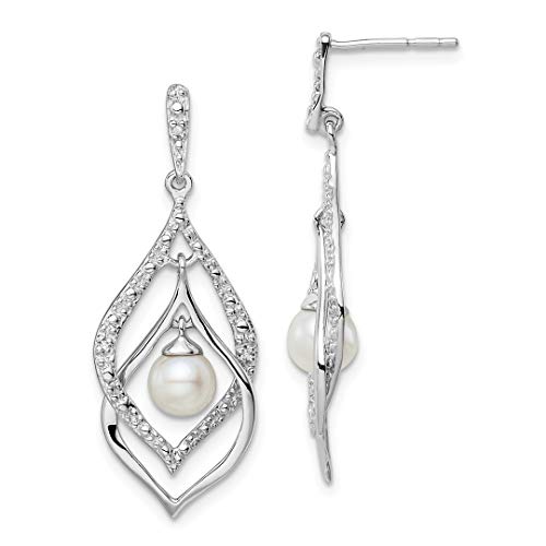 ICE CARATS 925 Sterling Silver Rhod Plated Diamond Freshwater Cultured Pearl Post Stud Earrings Drop Dangle Fine Jewelry Ideal Gifts For Women Gift Set From Heart