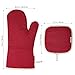 BESTONZON Oven Mitts and Pot Holders Set of 4, 500F Heat Resistant Oven Gloves with Silicone Non-Slip for Kitchens, Grilling, Cooking, Baking (Red)
