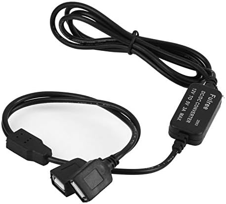 CremeBrule DC 12V to 5V 3A Step down Converter Regulator to 2 Female USB Output for Car