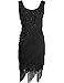 PrettyGuide Women's 1920s Beaded Fringe Scalloped Petal Hem Origami Flapper Dress XXL Black