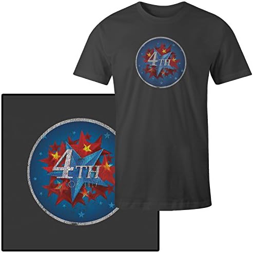 4th of July Text on top of Blue and Red Vector Stars T-Shirt