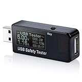 Eversame USB Digital Power Meter Tester Multimeter Current and Voltage Monitor, DC 5.1A 30V Amp Voltage Power Meter, Test Speed of Chargers, Cables, Capacity of Power Banks-Black