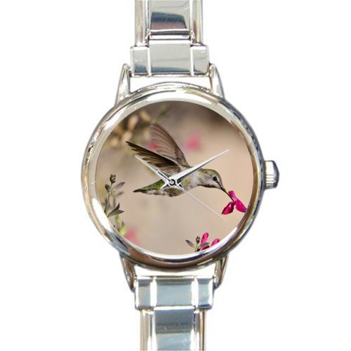 Special Design Cute and Beautiful Hummingbird, Animal Pattern Round Italian Charm Watch