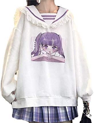 Amazon 病みかわいい パーカー 長袖 フード付き 厚手 裏ボア ゆったり セラ服 Jk セラ襟 ゴスロリ 原宿系 10代 代 病みかわいい服 パーカー レディース トップス 病みかわ 春 秋 冬 韓国ファッション ロリータ A おやすみ パープル フリー トレーナー パーカー