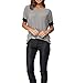 Womens Short Sleeve Cotton Shirts Round Neck Casual Loose Fit Tee Tops T Shirts LightGray-L