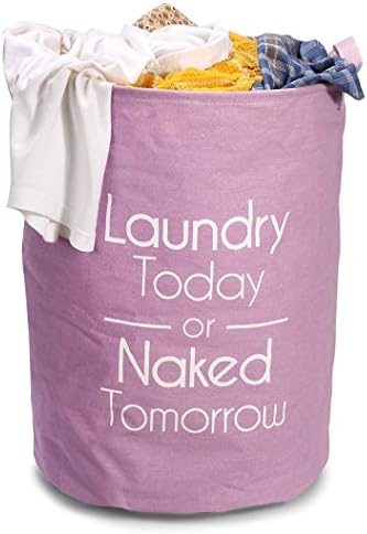 Clytius Laundry Basket 46-Litre European Pattern - Folding Round Laundry Hamper (Purple, Pack of 1)