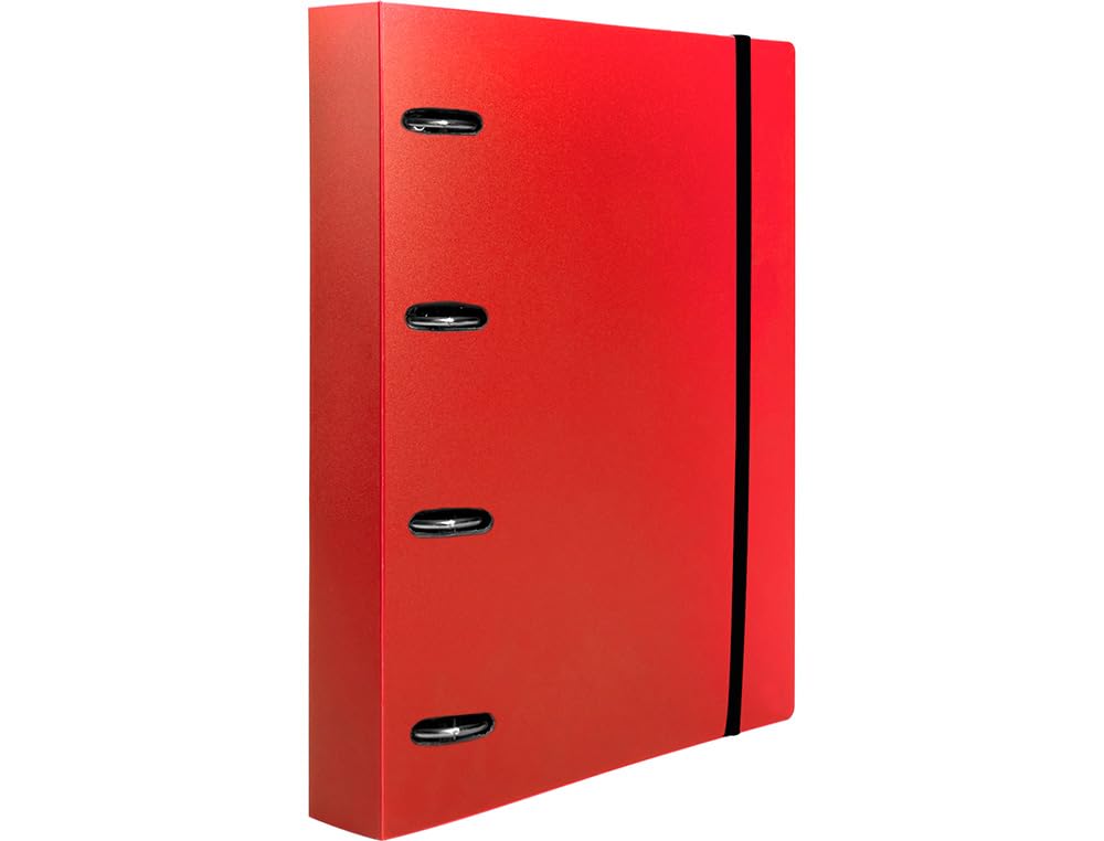 Folder with Refill Liderpapel A4 Square 5 mm 100 Sheets 80 g Polypropylene 4 Mixed Rings 25 mm Red