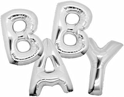 AKEDS 40 Inch Silver BABY Letter Helium Foil Balloons, Decorations of Cute Alphabet Letters Balloons Bunting Banner Foil for Birthday Party Marriage Proposal and House Decorating