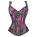Kimring Women's Gothic Retro Jacquard Peasant Shoulder Straps Boby Shaper Tank Bustiers Spiral Steel Boned Overbust Corset Purple 5X-Large