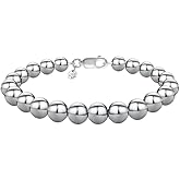 Savlano 925 Sterling Silver Handmade Bead Ball Strand Chain Bracelet For Women - Made in Italy Comes With a Gift Box