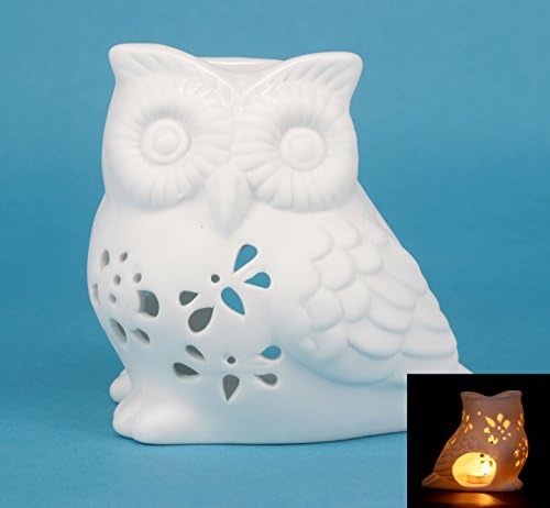 Ponerine Ceramic Fragrance Oil Warmer Lamp For Oil And Wax Melts For Home Office Hotel White Owl Shaped