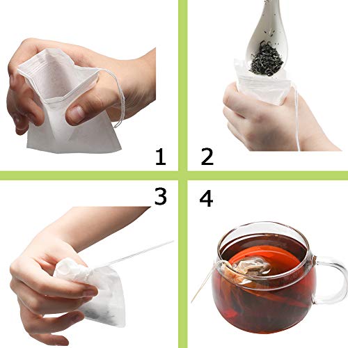 Tinkee Tea Filter bags, safe and natural material, disposable tea infuser, empty tea bag with drawstring for loose leaf… - Image 3