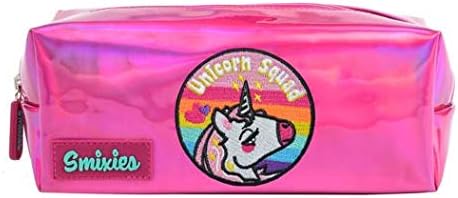 Smixies Unicorn Girls DYI Pencil case with Interchangeable Hook Patches Pen case Pen Pouch for School, Pink