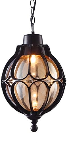Naiyn Outdoor Waterproof Ceiling Pendant Lights Loft Vintage Industrial Aluminum Glass Ball Rainproof Exterior Hanging Lamps Continental Vineyard Villa Courtyard Porch Corridor Chandeliers Lighting