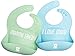 Your Happy Kids Waterproof Silicone Bibs with Food Catcher Pocket 2 Pack Blue and Green