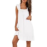 Marvmys Nightgowns for Women Sleeveless Night Gown Ladies Ruffle Cute Bridal Nightdress with Ruffle Hem S-3XL