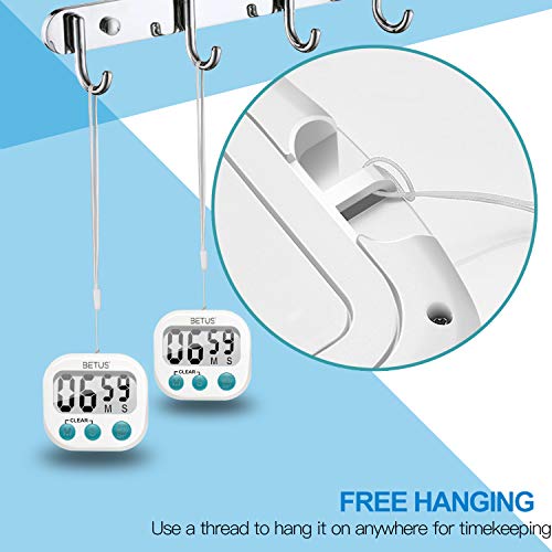 Betus 2 Pack Digital Kitchen Timer - Big Digits, Simple Operation and Loud Alarm - Magnetic Backing or Table Stand - Stopwatch Count Up and Down for Cooking Baking Sports Games Office - Thumbnail 4