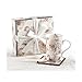 Coffee / Tea Mug, Coaster, Spoon Gift Set - Antique Camellia