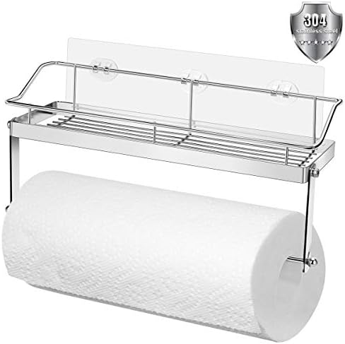 Paper Towel Holder No Drilling, Adhesive Paper Towel Holder Wall Mounted, 304 Stainless Steel Paper Towel Holder for Bathroom, Kitchen and Balcony(Silver)