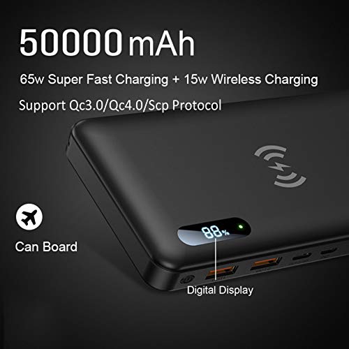 Powerbank 50000 Mah Draagbare Telefoonoplader Met Ultrahoge Capaciteit Met Pd 15 W Draadloos Opladen, Pd 65 W Snel… - Afbeelding 3