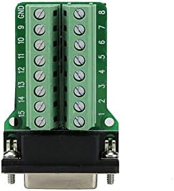 VIKINS Connector Db15 D-sub Female Plug 15-pin Port 2 Row Terminal Breakout PCB Board(Riveting teeth)