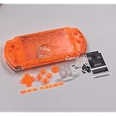 New Replacement PSP 3000 Full Housing Shell Cover with Buttons Screws Set -Clear Orange.