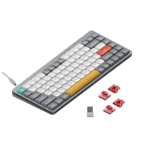 NuPhy Air75 V2 Portable 75% Mechanical Keyboard,Wireless Keyboard,Supports Bluetooth/2.4G/USB-C RGB Bluetooth Keyboards,Compatible with Windows/Mac OS/Linux Systems Grey-Gateron Cowberry Switch