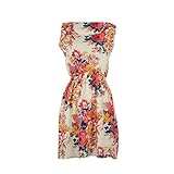 Shensee Summer Sleeveless Floral Print Chiffon Casual Beach Mini Dress (XL)