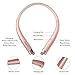 Bluetooth Headphones Retractable, LSCHARM Sport Wireless Stereo Neckband Headset Retractable Earbuds Noise Cancelling with Mic (Rose Gold)