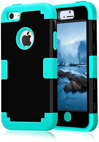 iPhone 5c case, (TPU+ Silicone) Anti-slip Shockproof Dustproof slim and stylish protective case for iPhone5c (Black+Blue)