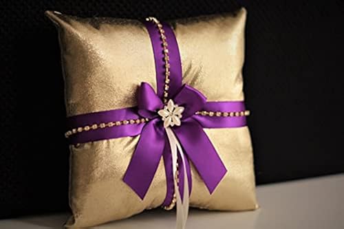 Purple Gold Bearer Pillow/Purple Flower Girl Basket/Purple Ring