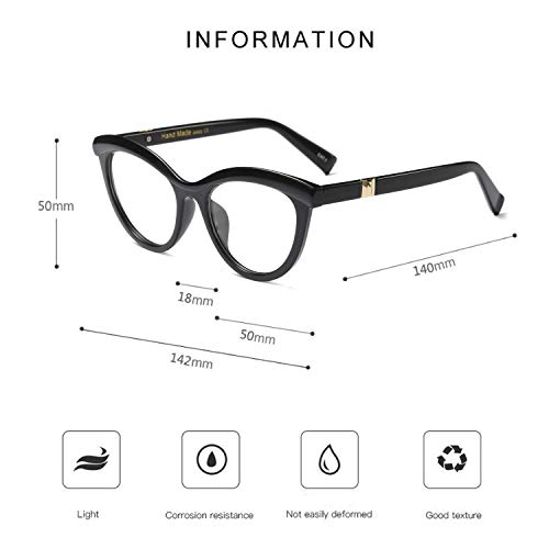 Allt Vintage Cat Eye Optical Eyewear Half Tinted Frame Mod Eyeglasses with Clear Lenses for Women (Black) - Thumbnail 5