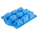 Allforhome(TM) 9 Cavities Train Molds Flexible Silicone Baking Cake Mold Jelly Mold Train Design Polymer Clay Handmade Soap Moulds