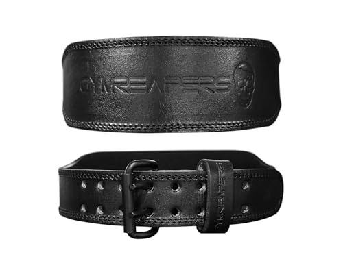 Gymreapers Weight Lifting Belt - 7MM Heavy Duty Pro Leather Belt with Adjustable Buckle - Stabilizing Lower Back Support 4 Inches Wide For Weightlifting, Bodybuilding, Cross Training
