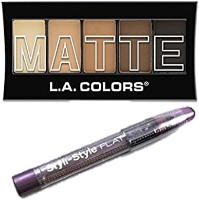 SET FOR THE EYES Shadow &amp; Pencil: 5 Color Matte Eye Shadow by LA Colors and Flat Pencil Rome 419 for Eyes by Styli-Style