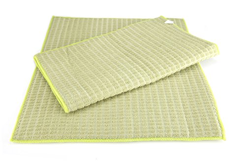 Set of 2 Dish Drying Mat Microfiber - Dual Surface Fast Absorbent Washable Sage-green (16 by 19 inches) - by Utopia Kitchen