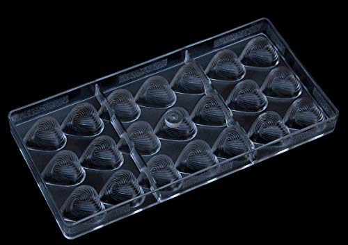 Polycarbonate Chocolate Mold by NuEmporia for Pralines, Truffles, Sweets, Candies, Bonbons: Grooved Heart Shape. Food Safe, BPA-Free Polycarbonate Plastic - Thumbnail 3