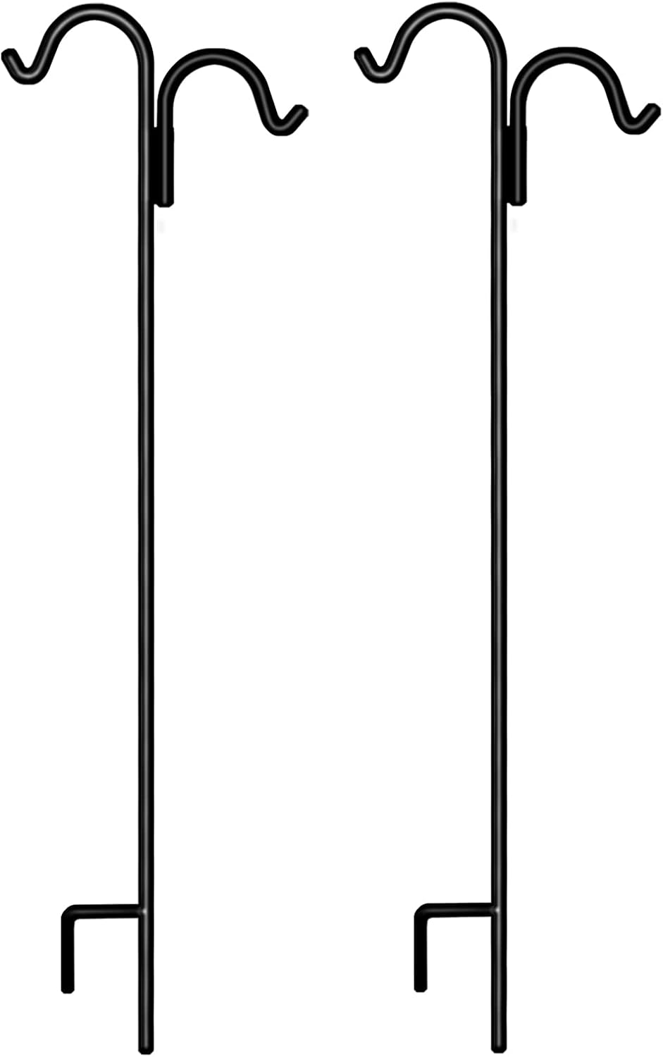 Outdoor Shepherd's Hooks - Gtongoko 92 Inch Double Shepherd Hook, Premium Solid Metal 3/5 Inch Thick Heavy Duty Bird Feeder Pole for Outdoor, 2 Pack