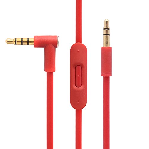 Cable/Wire For Beats By Dre Headphones Solo/Studio/Pro/Detox/Wireless,Control Talk Cable For Beats by Dre Headphones Solo, Studio, Mixr, Wireless (Red)