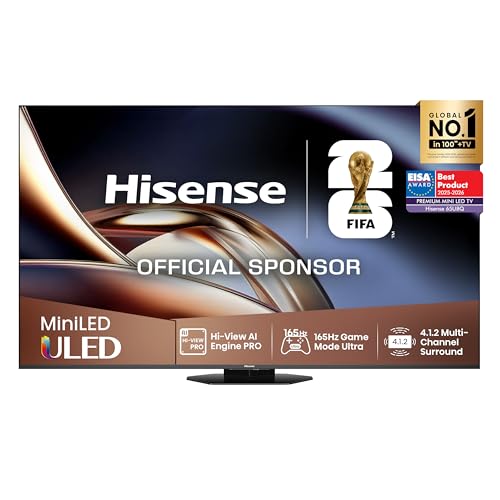TV 65" Mini-LED 165Hz 4K 2025 65U8Q, Octagonal Stand, Dolby Atmos Multi-Channel Surround 4.1.2, Smart TV VIDAA U9 con 1000+APP, Dolby Vision IQ, HDR 10+, 165Hz Game Mode Ultra, Alexa Built-in