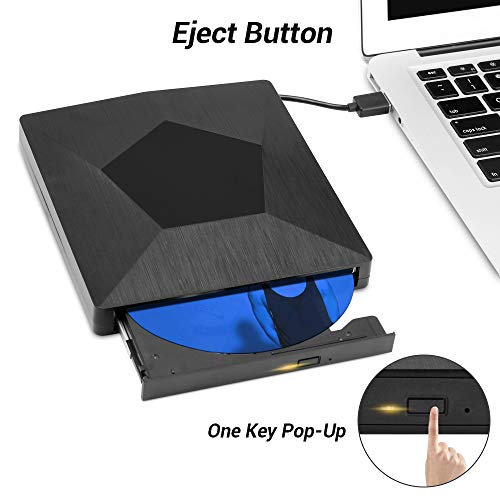 External CD DVD Drive, USB 3.0 Type-C Dual Port Superdrive Portable DVD CD RW Drive Burner Writer Optical DVD Drive Plug and Play High Speed Data Transfer for Macbook/MacOS/Windows 10/8/7 Linux Laptop