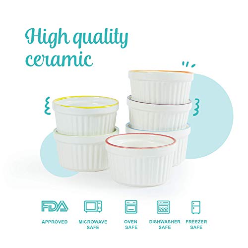 image for Uno Casa Ceramic White Souffle Dishes, Ramekins - 5 Ounce For Souffle,